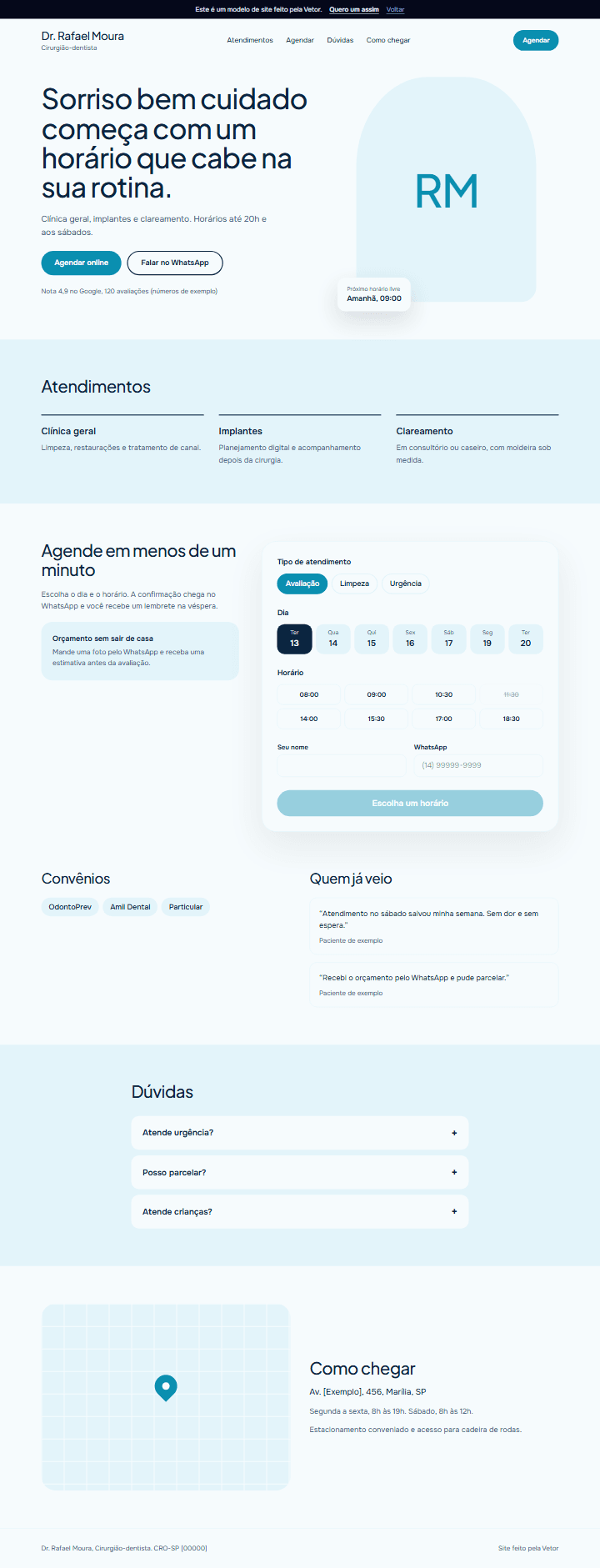 Prévia do modelo de site para dentista